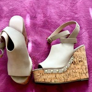 Adorable cork wedge heel